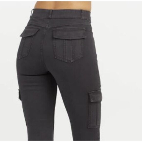 SPANX Cargo Pants Size S Black Washed Stretch Twill Ankle - Picture 11 of 11